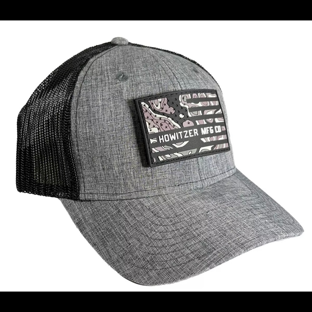 Howitzer Style Men's Hat TOPO FLAG HAT Military Grunt Black